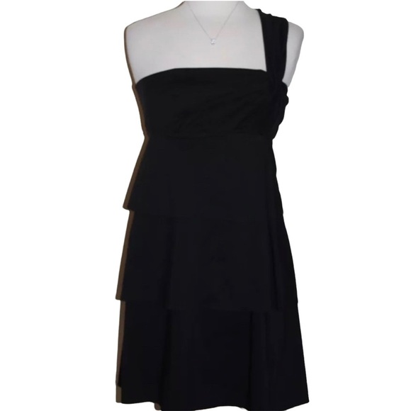 NWT $297 Robert Rodriguez Black Cocktail Dress Size 8 Neiman Marcus One Shoulder - Picture 1 of 5